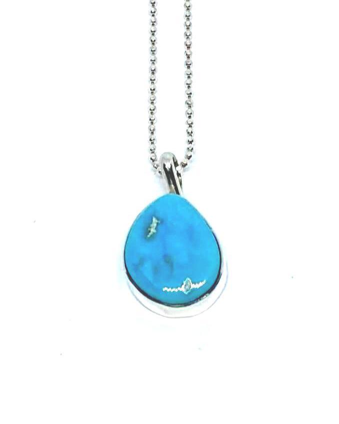 Silver turquoise pendant with chain