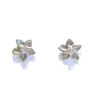 Gold plumeria with cz earring