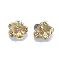 Gold hibiscus earrings