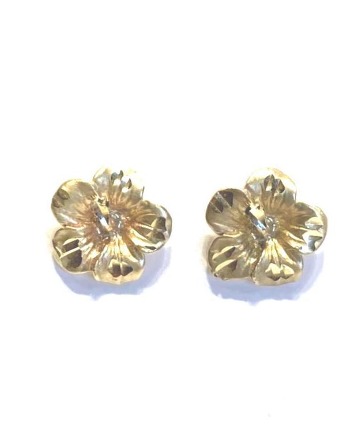 Gold hibiscus earrings