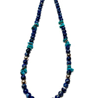Denim lapis & turquoise necklace 18.5inch