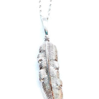 White gold feather  pendant with chain