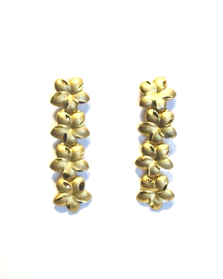 Gold plumeria earring