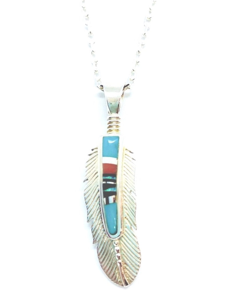 Silver feather pendant with chain 20inch