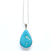 Silver turquoise pendant with 16 inch chain