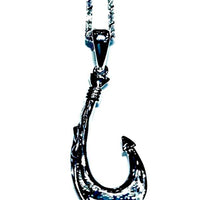 White gold fish hook necklace with chain