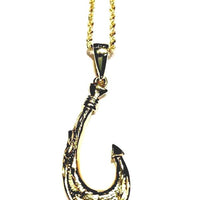 Gold fish hook necklace with chain