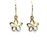 Gold plumeria with cz earring