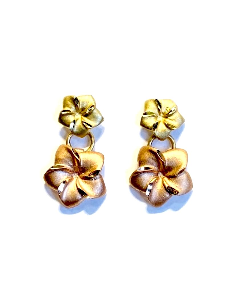 Gold plumeria earring