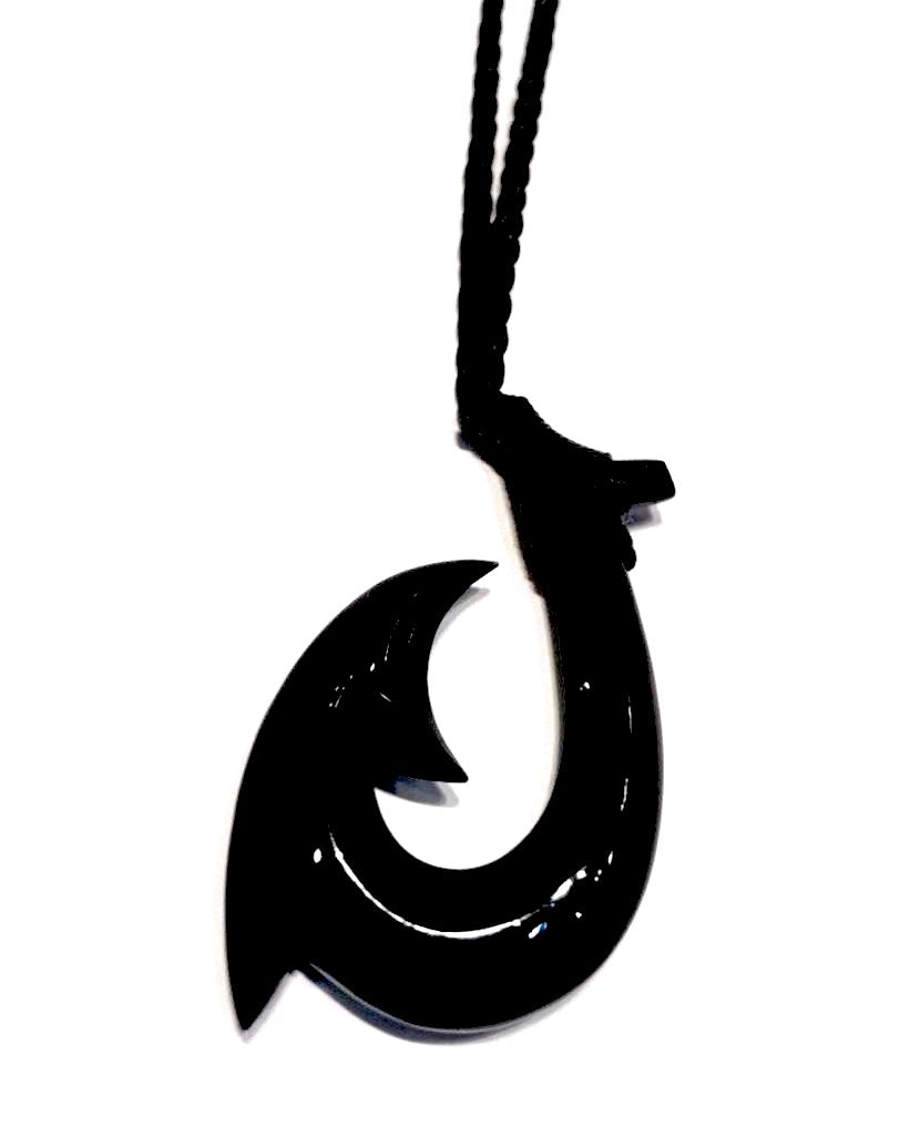 Black jade fish hook necklace| No.8 Jewelry