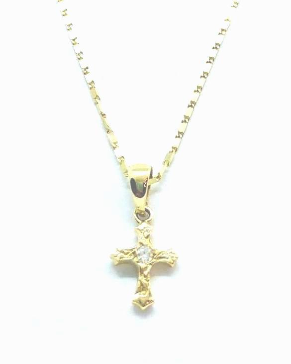 Gold cross diamond pendant with chain