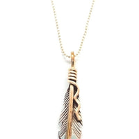 Silver feather pendant with chain （small）