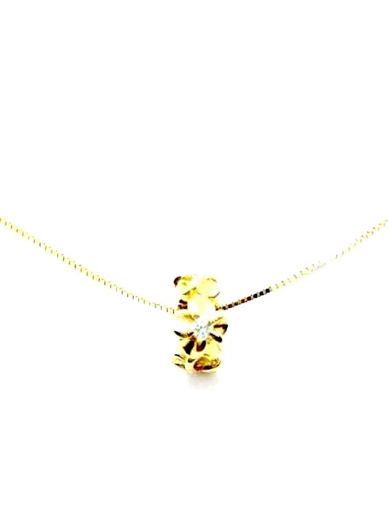Gold plumeria cz pendant  with chain（small）