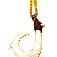 Yellow pearl shell fish hook necklace（Medium）