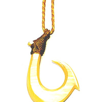 Yellow pearl shell fish hook necklace（Medium）