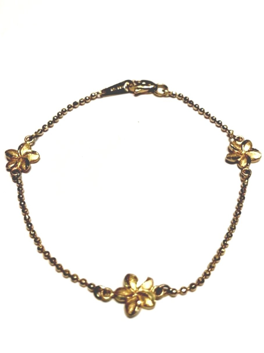 Gold plumeria bracelet 7inch