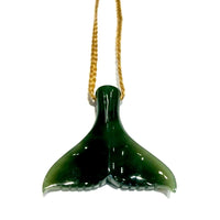 Green jade whale tail shape necklace