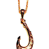 Pink gold fish hook necklace with chain