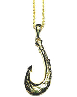 
              Gold fish hook necklace with chain
            