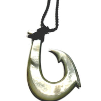 Black pearl shell fish hook necklace