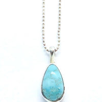 Silver turquoise pendant with 16 inch chain