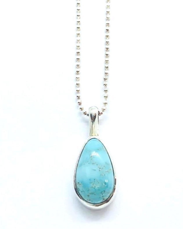 Silver turquoise pendant with 16 inch chain