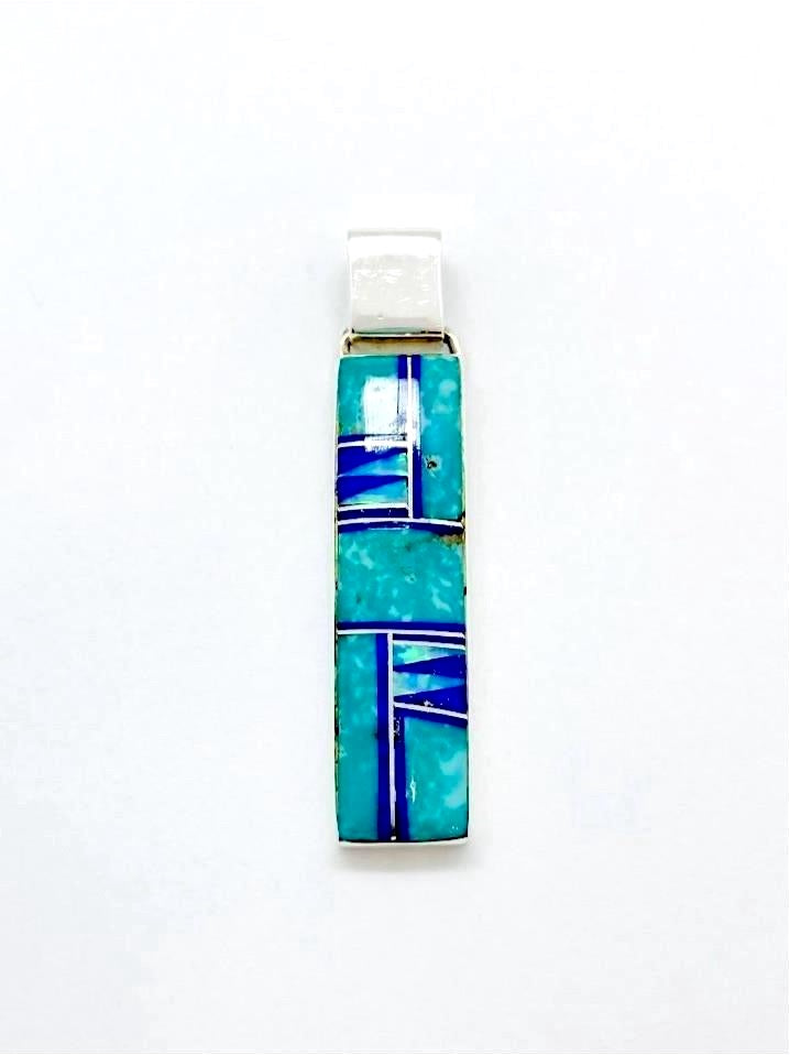 Silver turquoise & lapis pendant