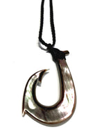 
              Black pearl shell fish hook necklace
            