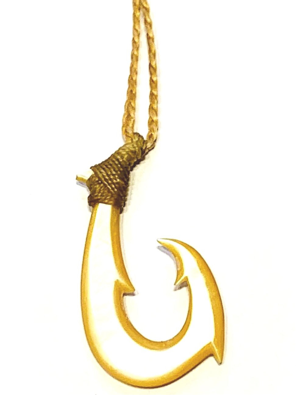 Yellow pearl shell fish hook necklace（Medium）