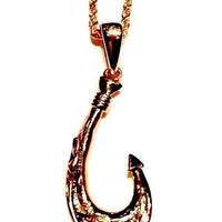 Pink gold fish hook necklace with chain