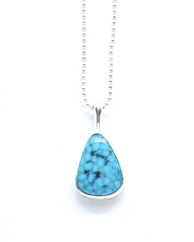 Silver turquoise pendant with 16 inch chain