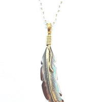 Silver feather  pendant with chain