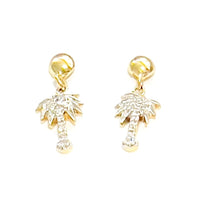 Gold Palm tree with diamond earring