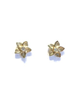 
              Gold plumeria with cz earring
            