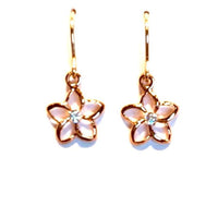 Gold plumeria with cz earring