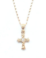 
              Gold cross diamond pendant with chain
            