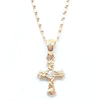 Gold cross diamond pendant with chain