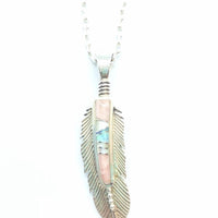Silver feather pendant with chain